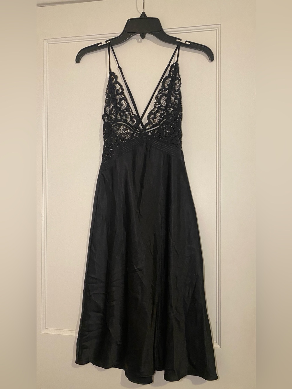 Victoria's Secret Black Lace-Trim Slip Dress